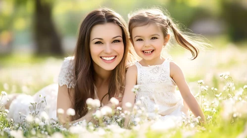 Mother and Child in Summer Meadow