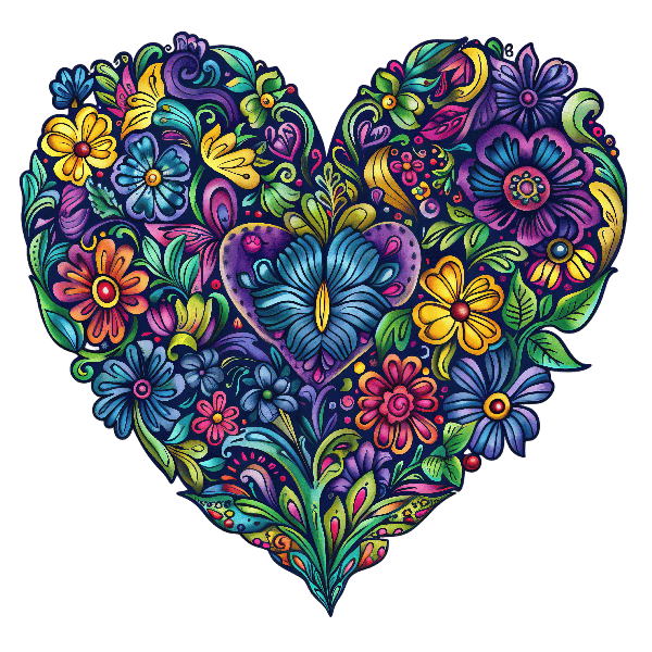 Floral Heart Artwork for Apparel POD Design