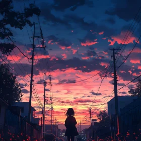 Sunset Silhouette in Urban Landscape