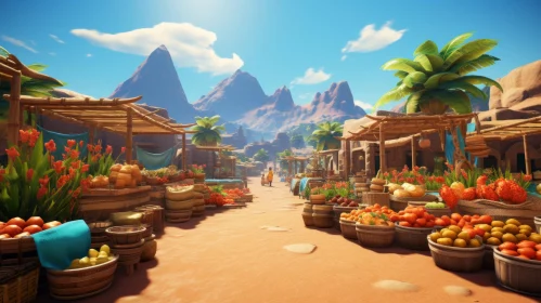 Enchanting Adventure-themed Marketplace: A Feast of Fruits and Vegetables