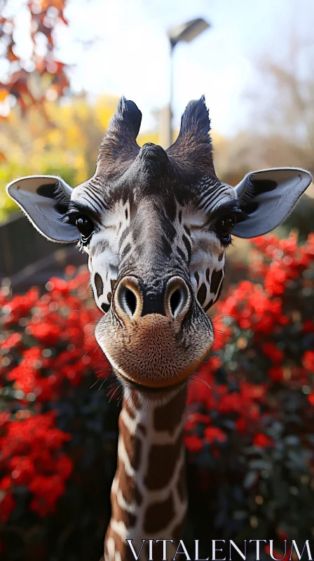 Giraffe Portrait in Nature AI Image