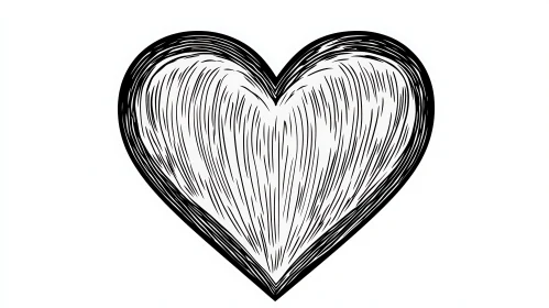 Heart Line Art on White