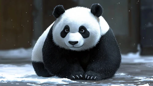 Tranquil Panda on Snow