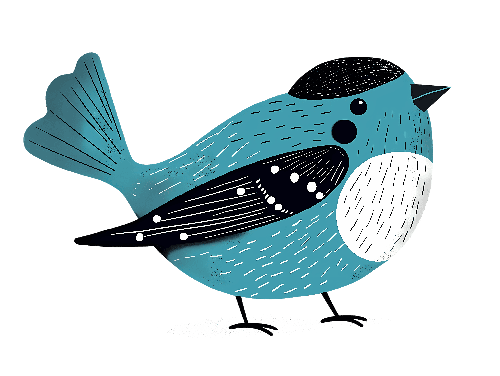 POD Design Friendly Blue Cartoon Bird Vector Illustration