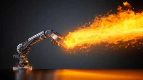 Hyper-Detailed Rendering of Robotic Arm on Fire | Industrial Precision