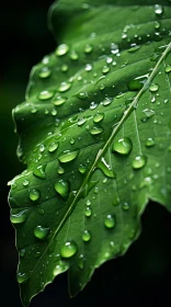Photorealistic Leaf with Water Droplets in Mysterious Jungle