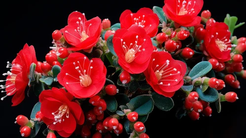 Stunning Red Flowers on Bold Black Backdrop