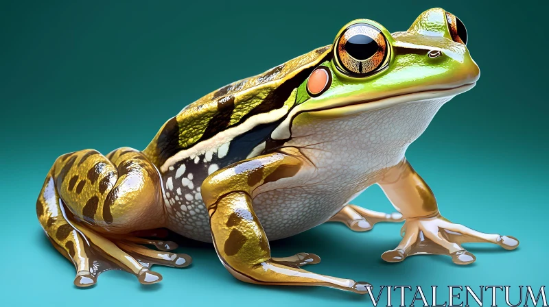 AI ART Glossy Frog on Teal Background