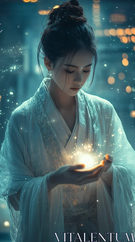 AI ART Luminous Orb Portrait of Serene Woman