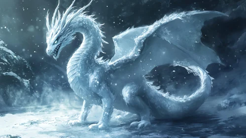 Frozen Dragon in a Snowy Realm