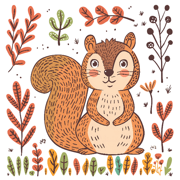 Whimsical Forest Squirrel Design POD Design