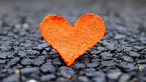 Orange Heart on Cracked Pavement