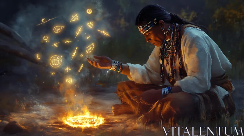 AI ART Shaman's Enchantment by the Fire