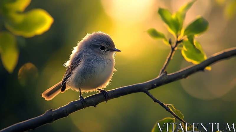 Small Bird Perched on Branch AI Image