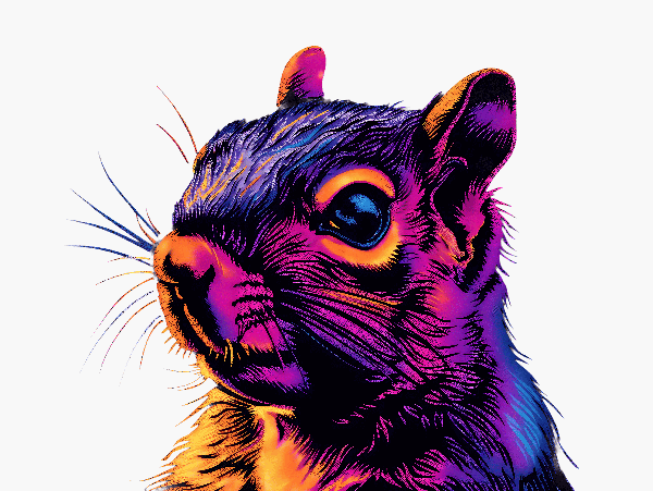 Colorful Squirrel Art on Apparel POD Design