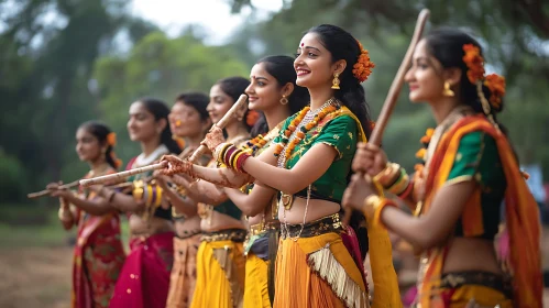 Women Dancing in Traditional Clothes