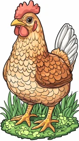 Chicken Illustration on Grass