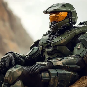 Green Armored Soldier Resting