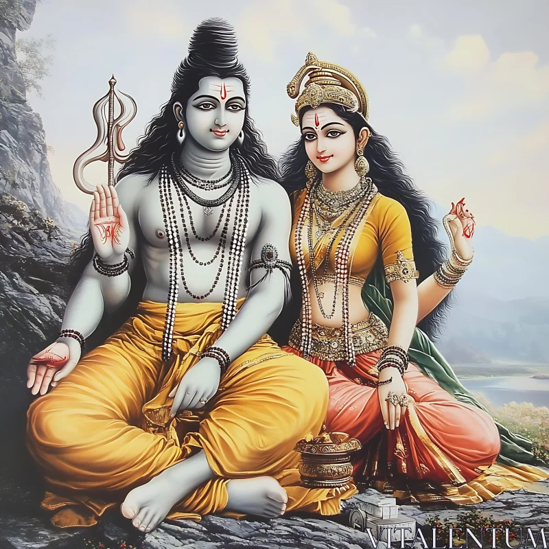 Shiva Parvati Togetherness Artwork AI Image