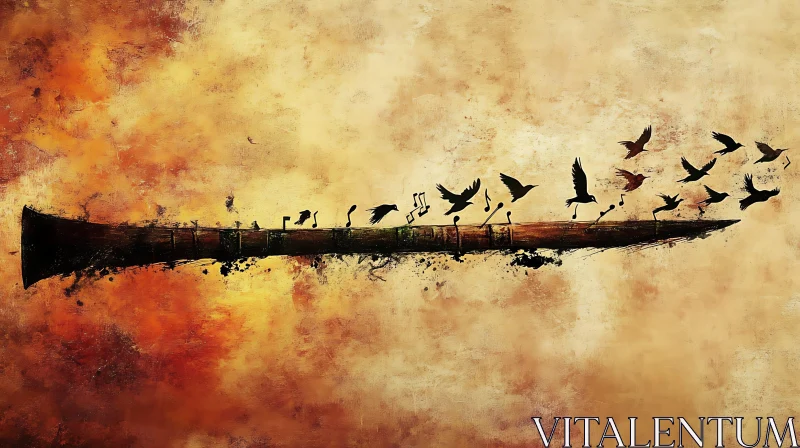 AI ART Clarinet's Song: Birds in Artistic Flight