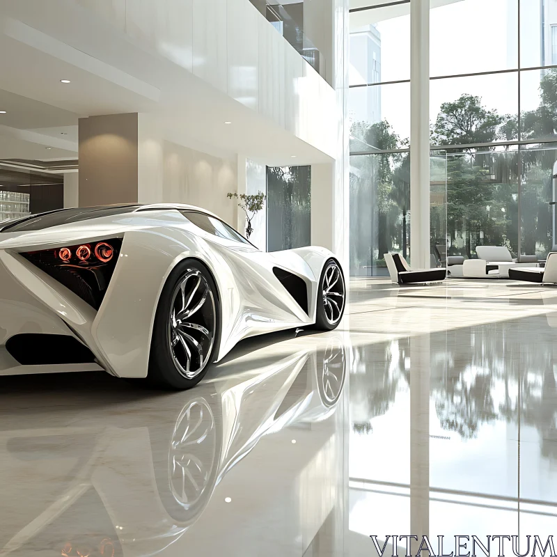 Supercar in Contemporary Luxury Setting AI Image