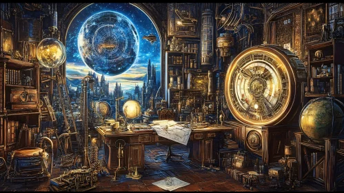 Futuristic Steampunk Science Lab