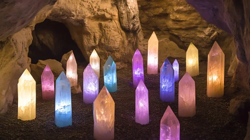 Glowing Crystals in Cave