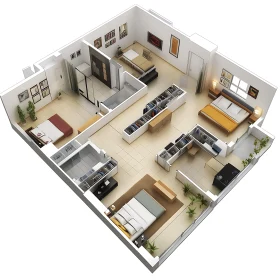 Apartment Floor Plan 3D Rendering