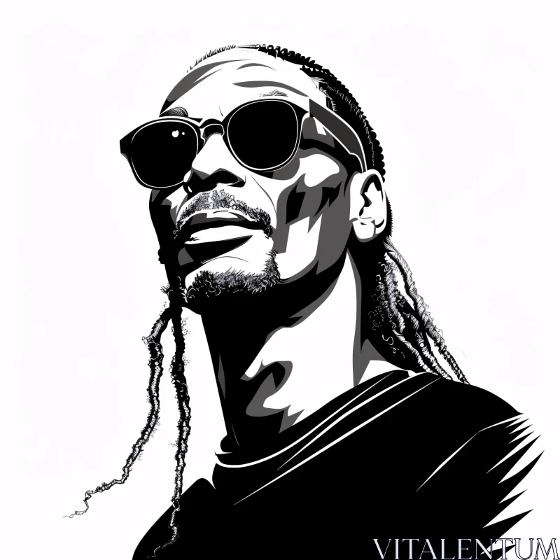 AI ART Iconic Snoop Dogg Portrait in Black and White