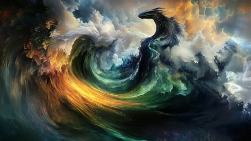 Dragon Emerges From Cloud Wave