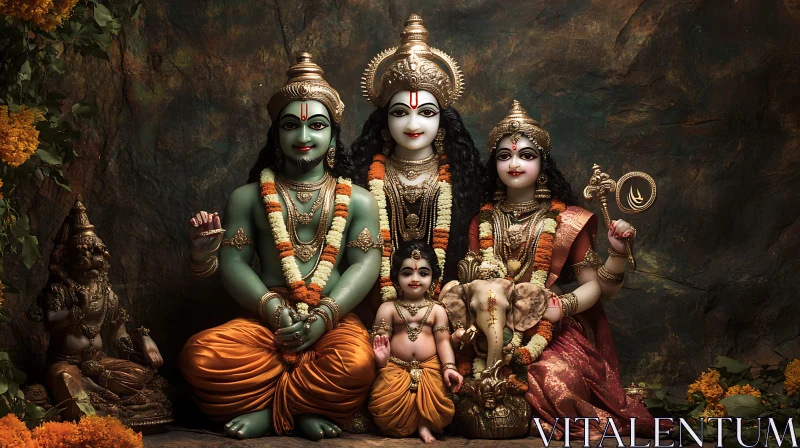 Sacred Family: A Portrait of Deities AI Image