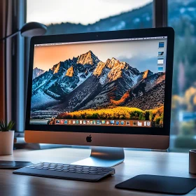 iMac with Mountain View in Modern Workspace