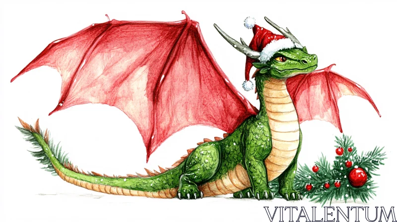 AI ART Christmas Dragon Illustration