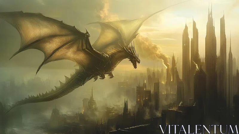 AI ART Epic Dragon Flight Above Metropolis