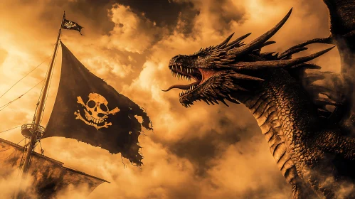 Epic Dragon and Pirate Ship Confrontation