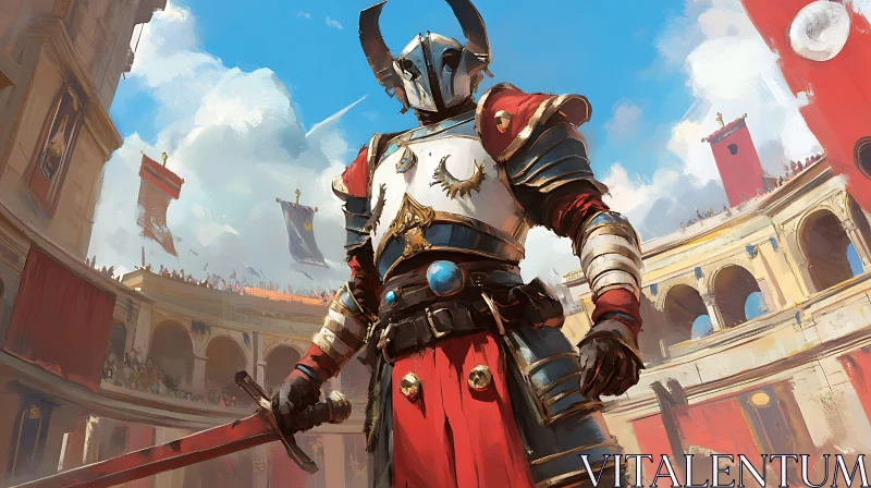 Gladiator in Ancient Arena AI Image