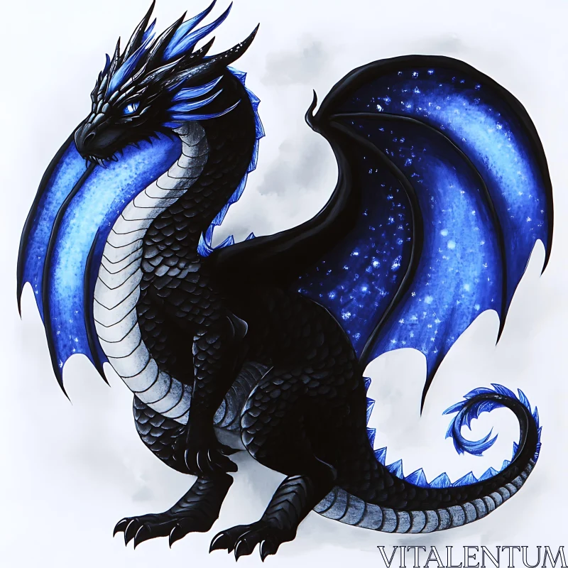 AI ART Fantasy Dragon Art with Blue Highlights