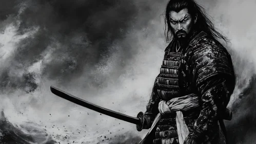 Monochrome Samurai in Armor