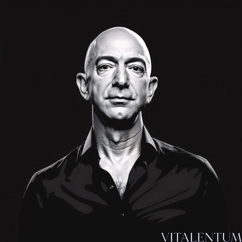 AI ART Jeff Bezos Intense Monochrome Portrait