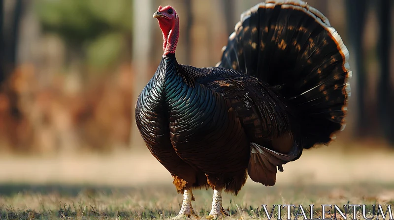 Wild Turkey Displaying Feathers AI Image