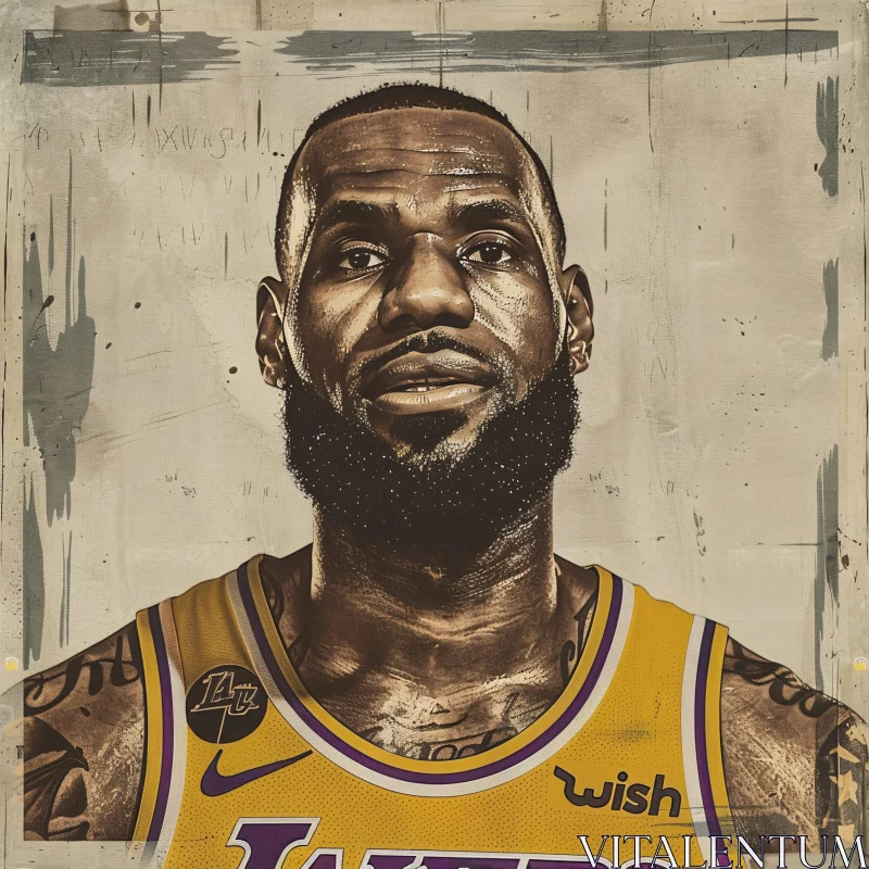 LeBron James Detailed Portrait Art AI Image