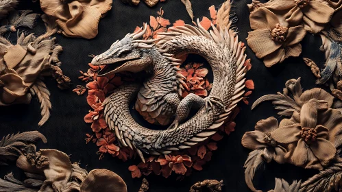 Dragon with Flowers