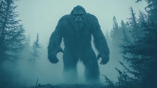 Ape-like Creature in Misty Woods