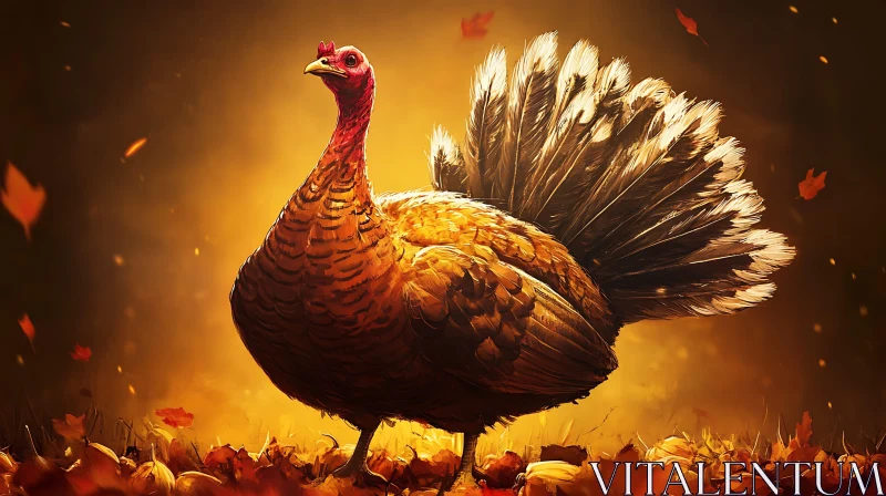 Autumnal Turkey Portrait AI Image