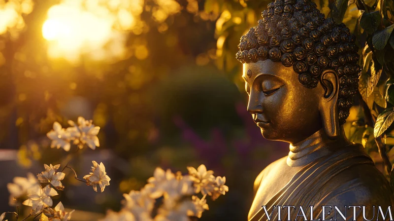 Peaceful Buddha in Sunlight Art Print AI Image