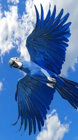 Blue Parrot in Flight