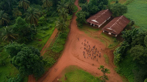 Aerial View of Village Life