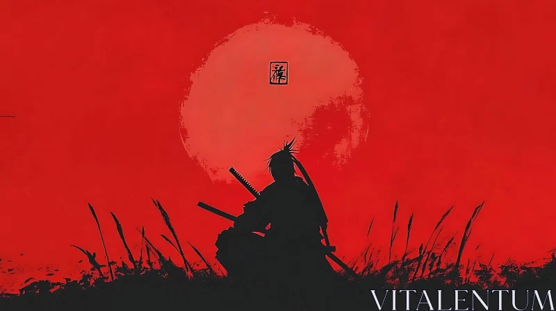 Warrior Silhouette with Swords AI Image