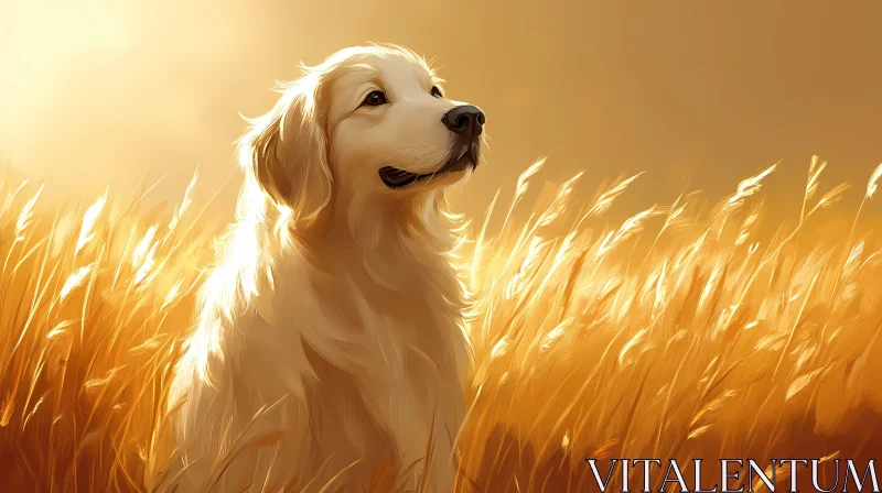 Serene Dog in Golden Light AI Image