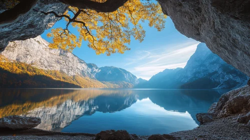 Peaceful Mountain Lake in Autumn